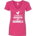thumbnail image 3 of Inktastic Easily Distracted by Squirrels Women's V-Neck T-Shirt, 3 of 5