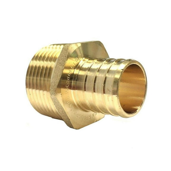 Libra Supply 3/4 inch Pex to 1/2 inch MPT Lead Free PEX Copper Male Adapter, Barb x MIP, (Pack of 10 pcs, Click in for more size options), 3/4'' to 1/2'', 3/4-inch to 1/2-inch Pipe Fitting