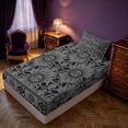 thumbnail image 5 of Homewish Boho Sun Moon Twin Sheets, Victorian Damask Aztec Bedding, Gray Black, 3pcs, 1 Flat Sheet, 1 Fitted Sheet and 1 Pillowcase, 5 of 6