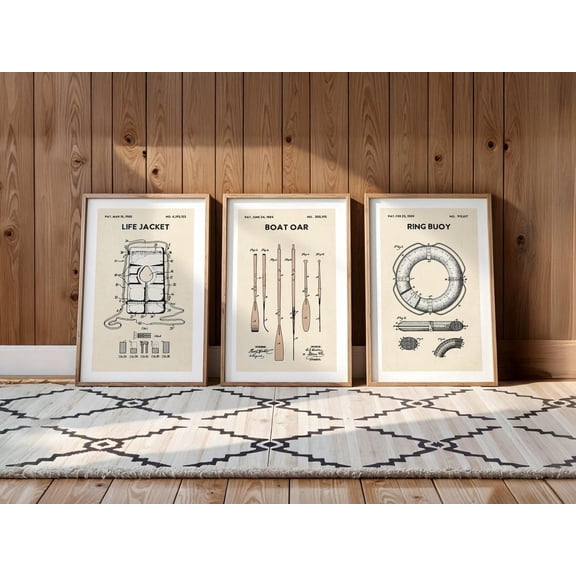 Retro Lake House Prints Outdoors Art Boat Patten Outdoorsy Wall Prints Office Decor Nature Art Fishing Set 3 Unframed Paper Print 8x12
