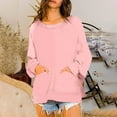thumbnail image 2 of Yuyuzo Womens Casual Sweatshirts Round Neck Loose Comfy Solid Color Long Sleeve Slit Pullover Tops, 2 of 7