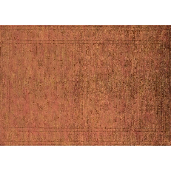 Ahgly Company Indoor Rectangle Oriental Orange Industrial Area Rugs, 7' x 9'