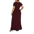 thumbnail image 5 of Aiyino Women Plus Size V Neck Short Sleeve Casual Evening Dress, Comfortable Elegant Party Maxi Dress,Wine Red 2XL, 5 of 8