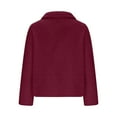 thumbnail image 4 of Fesfesfes Women's Solid Color Fleece Jacket Loose Long Sleeved Stand up Collar Warmkeeeping Cardigan with Inner and Outer Pockets Tops(Wine,L), 4 of 5