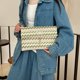 thumbnail image 4 of Mujeres Bolso de punto de punto elegante Gran capacidad Bolso de embrague de paja Purso junto al bolso (verde), 4 of 9