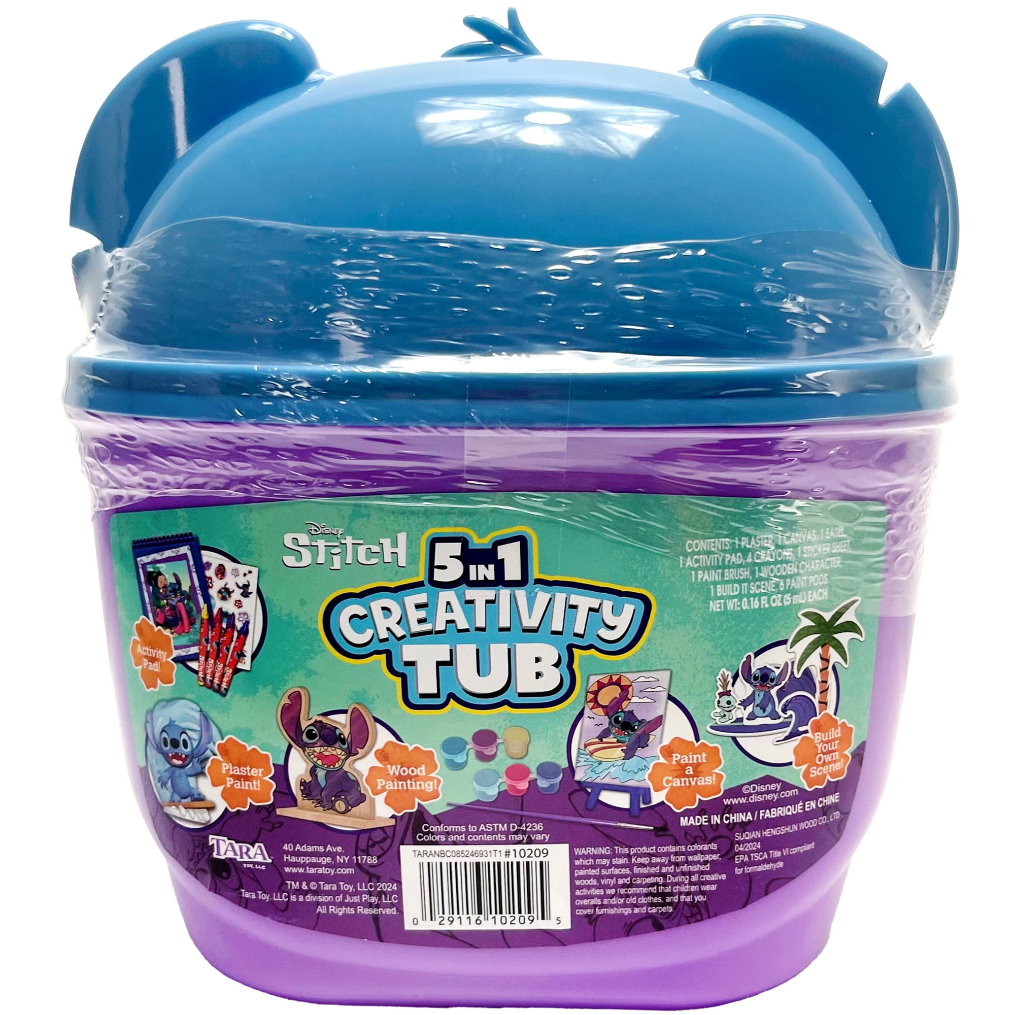 Tara Toy: 5-In-1: Creativity Tub - Stitch - Build Your Own Scene. Canvas-Wood-Plaster Painting, Stickers & Coloring, Disney Activities Kids Ages 3+