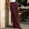 thumbnail image 5 of cocolona Womens Casual High Waist Dress Pants Button Zipper Waist Straight Wide Leg Commute Work Pants with Pockets, 5 of 5