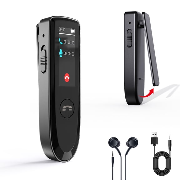 Nieyigj Digital Voice Recorder 64GB BT 5.2 Call Recording Device with Back Clamp Portable Music Player MP3 Player, 2.72 inches / 6.9 cm, Black