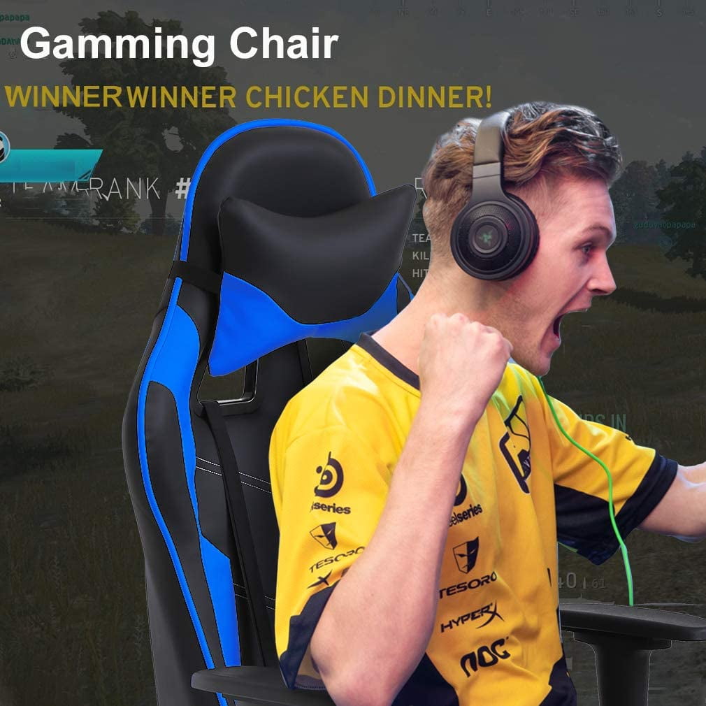 BestOffice Ergonomic Gaming Chair, Lumbar Support, Rolling Swivel for Men, Women(Blue)