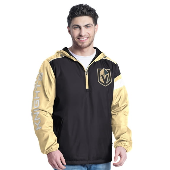 Men's G-III Sports by Carl Banks Black/Gold Vegas Golden Knights Lateral Half-Zip Hoodie Jacket