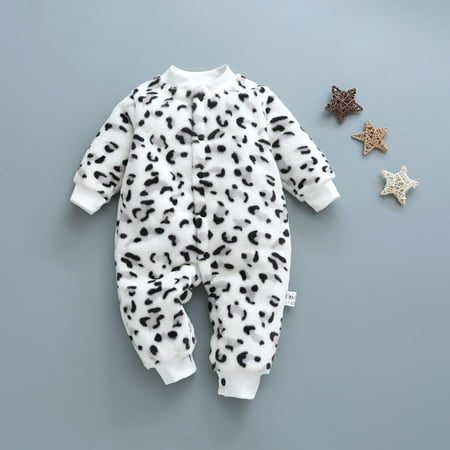 

Girls Winter Clothes Baby Girls Boys Cartoon Leopard Print Jumpsuit Romper Clothes For Every Holiday