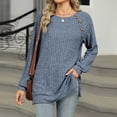 thumbnail image 2 of UJNDER Women's Sweaters Long Sleeve Lightweight Sweaters Crewneck Pullovers Casual Sweaters Loose Fit Tops for Women Cozy Fall Wear Blue S, 2 of 7