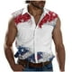 thumbnail image 1 of Camisas de Cuello para Hombres, Moda Casual Día de la Independencia Imprimir Turndown Bolsillos sin Mangas Tanque Deportivo, 1 of 5