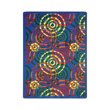 Joy Carpets 1517B-06 Dottie Rainbow 3 ft.10 in. x 5 ft.4 in.  WearOn Nylon Machine Tufted- Cut Pile Whimsy Rug