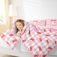thumbnail image 4 of Catabedysis Bowknot Alphabet Print 7pcs Queen Bedding,Kawaii Cherry Letter P Design Bedding Comforter Set Queen,Pink Reversible For Girls, 4 of 7