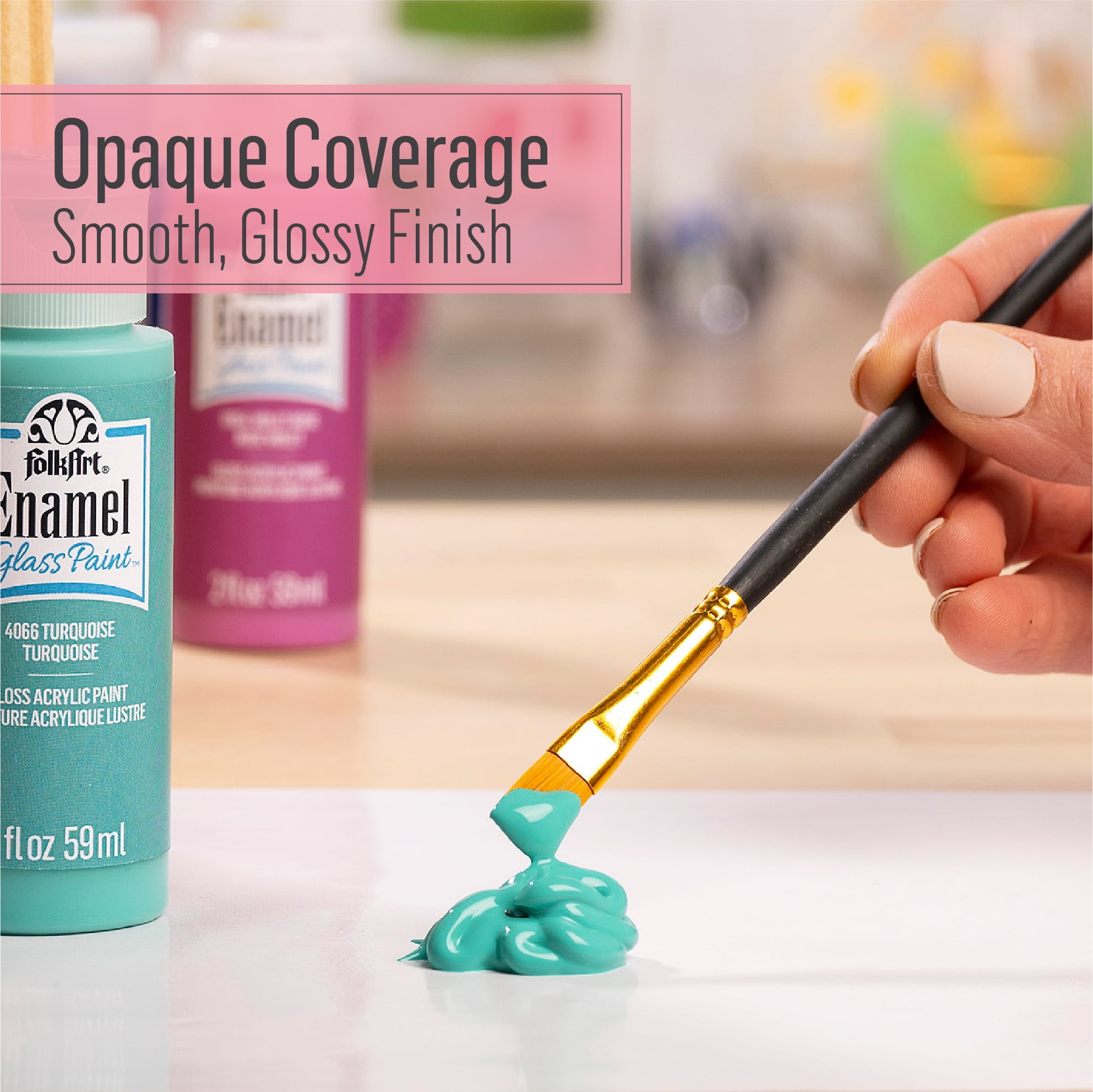 FolkArt Enamel Acrylic Craft Paint, Gloss Finish, Aqua Splash, 2 fl oz