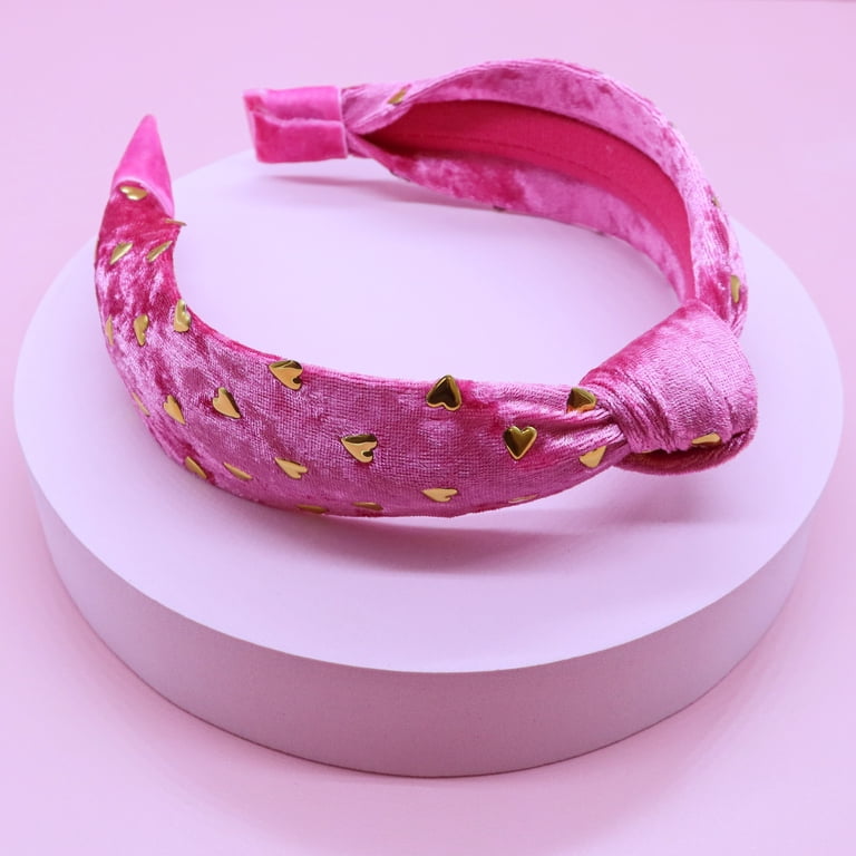 FROG SAC Pink Heart Headband for Girls, Studded Knotted  display picture 1