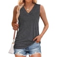 thumbnail image 3 of ZEHJUHAN Women's Solid Color V-Neck Sleeveless Tank Top - Basic Stretchy Summer Tee Dark Gray，S, 3 of 7