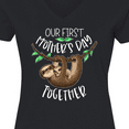 thumbnail image 4 of Inktastic Our 1st Mothers Day Together Cute Mom and Baby Sloth Women's V-Neck T-Shirt, 4 of 5