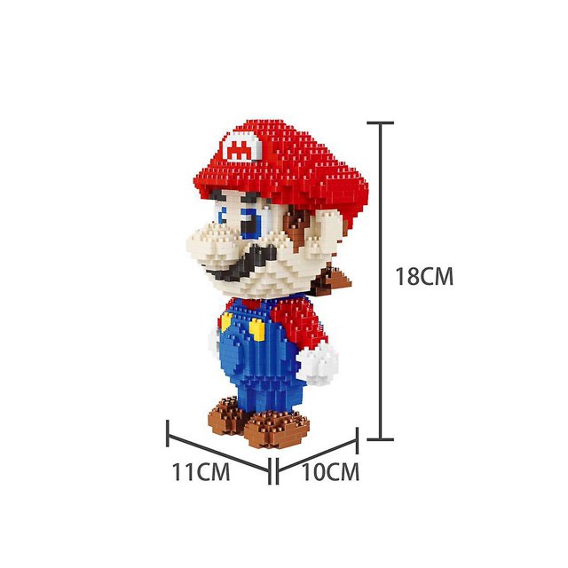 Petit Jouet Casse-Tête en Briques Dessin Animé Mario Rouge