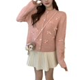 thumbnail image 5 of Cárdigan de punto con lazo para mujer, otoño e invierno 2023, nueva versión coreana, diseño suelto, estilo suave, chaqueta tipo suéter elegante, 5 of 5