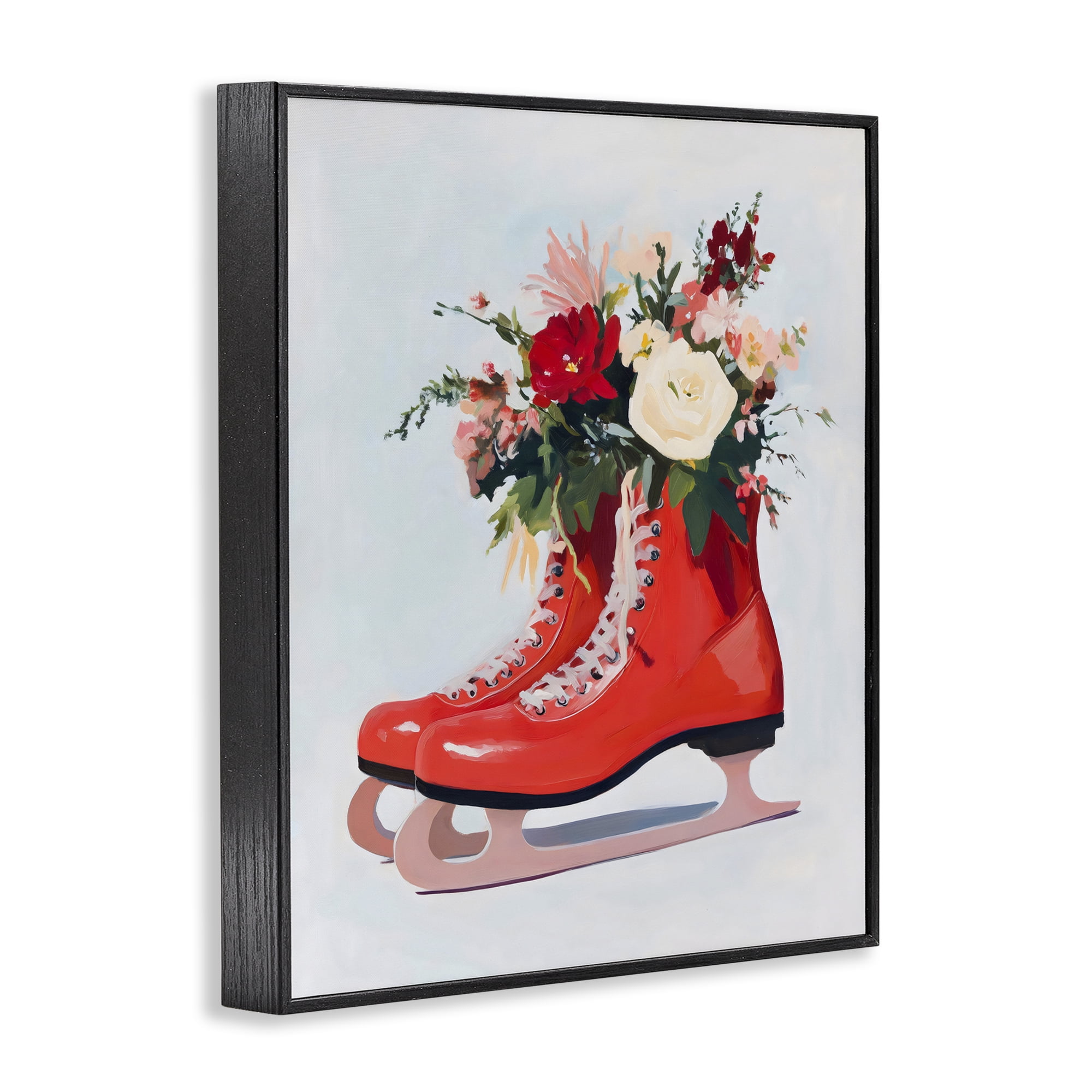 Stupell Industries Floral Ice Skates Black Framed Giclee Art, design by The Prints Vibe