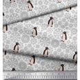 thumbnail image 2 of Soimoi Silk Fabric Floral & Penguin Ocean Print Fabric by Yard 42 Inch Wide, 2 of 3