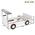 thumbnail image 2 of Harper & Bright Designs Twin Size Car Bed with Storage Shelves, Wood Platform Bed with Car-shape for Boys and Girls, Brown+White, 2 of 11