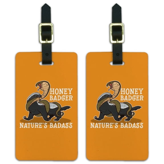 Honey Badger Nature's Badass Luggage ID Tags Suitcase Carry-On Cards - Set of 2
