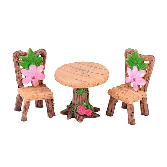 NUZYZ 3Pcs/Set Table Chair Micro Landscape Ornament Fairy Garden Miniature Decor