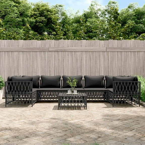 vidaXL 8 Piece Patio Lounge Set with Cushions Anthracite Steel