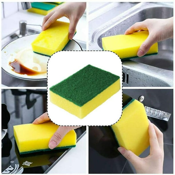 24 esponjas para lavar platos, esponja antiarañazos, con almohadilla de esmerilado, 3,94 pulgadas x 2,8 pulgadas x 1,2 °C x 1,2 pulgadas, doble cara, esponja de doble cara, lavavajillas o limpieza