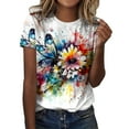 thumbnail image 1 of LUOGENLI T-shirts pour Femmes Été Décontracté Mode Col Rond Manches Courtes Imprimé Floral T-Shirt Haut T-shirts Graphiques Amusants Saint-Valentin Blanc TTG, 1 of 4