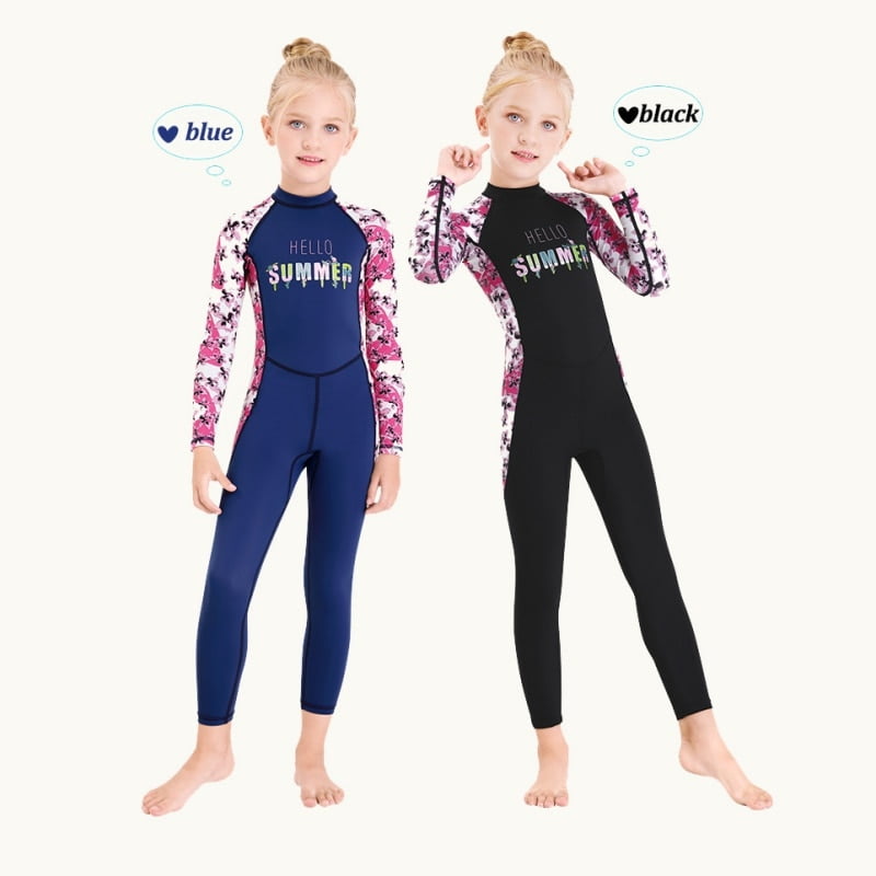 Details about   Kids Wetsuit 2.5mm Girl Jumpsuit Full-Body Teens Breathable Coverall Diving Suit 