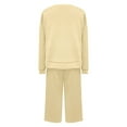 thumbnail image 5 of felwors Women Modal Fall 2 piece outfits Oversized Sweatshirt Wide Leg Pants Beige, XL, 5 of 5
