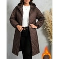 thumbnail image 4 of Luvrsol Women's Plus Size Hooded Long Puffer Coat Loose Padded Winter Jacket Casual Warm Outerwear, Coffee XL-5XL, 4 of 7