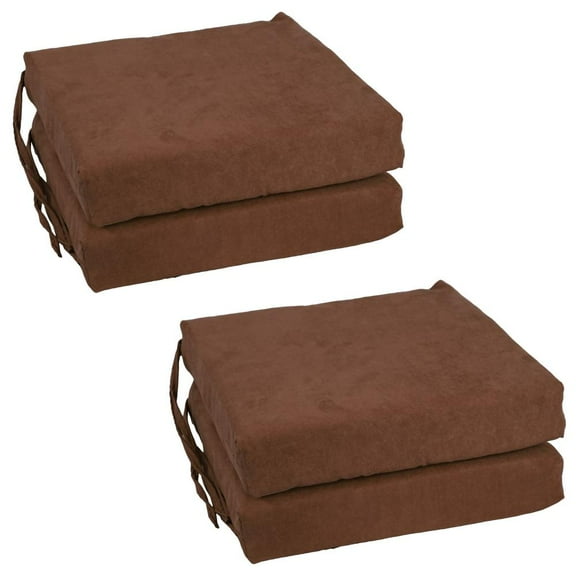 Blazing Needles Set of 4 Indoor Microsuede Chair Cushions, Chocolate