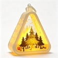 thumbnail image 5 of Christmas Hanging Night Light – Triangular LED Lamp with Tree, Santa & Snowman Pattern, Warm White Glow, Battery Operated Desktop Decor for Xmas Home, 5 of 6