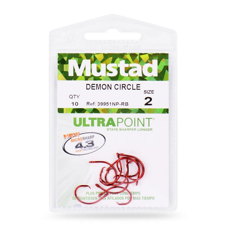 Mustad UltraPoint Demon Tuna Perfect Circle Ringed Eye Wide Gap Hook, 1  (25pk)
