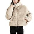 thumbnail image 2 of Black*Friday on Sale ChaoHeng Womens Winter Jacket Women's Colorblock Faux Fur Hooded Puffer Jacket,Short Warm Cotton Coat, 2 of 9