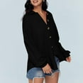 thumbnail image 2 of FAIWAD Womens Long Sleeve Outwear Lapel Button Down Drop Shoulder Loose Shirt Coat with Chest Pockets, 2 of 6