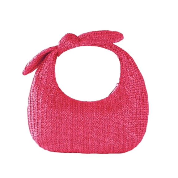 Summer Clutch Purse Knot Bow Top Handle Handbag Beach Wallets Casual Pouch 24cm Hot Pink