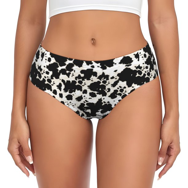 Balery Cow Skin 1 Ropa Interior de Algodón para Mujer con Dibujo – Braguitas Cómodas y Elásticas, Estilo Clásico-4X-Large