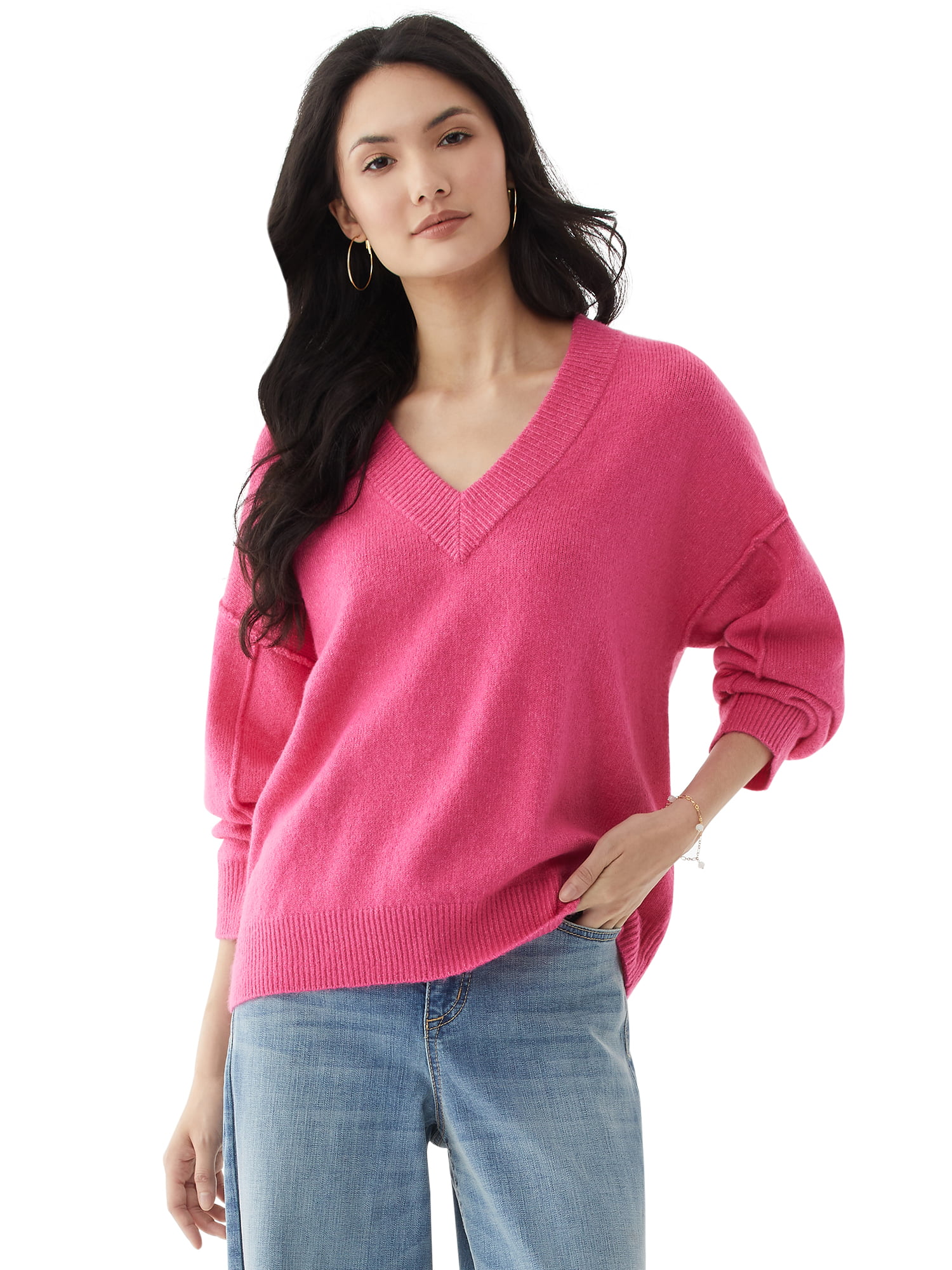 Scoop Women's V-Neck Sweater - Walmart.com
