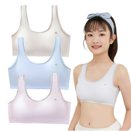 3 Pack Big Girls Bra Comfort Flex Seamless Adjustable Wireless Light Teen Bras Training Bras for Girls Sports Bra for Teens 10-16