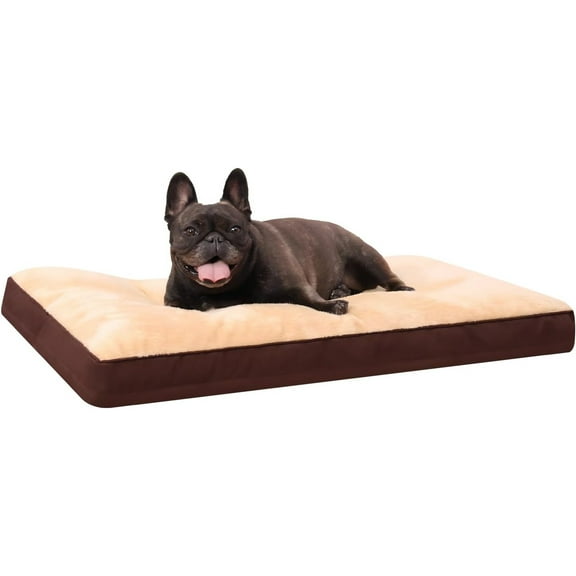 Dog Crate Bed Waterproof Deluxe Plush Dog Beds with Removable Washable Cover Anti-Slip Bottom Pet Sleeping Mattress for Large, Medium, Jumbo, Small Dogs, 29 x 18 inch, Brown