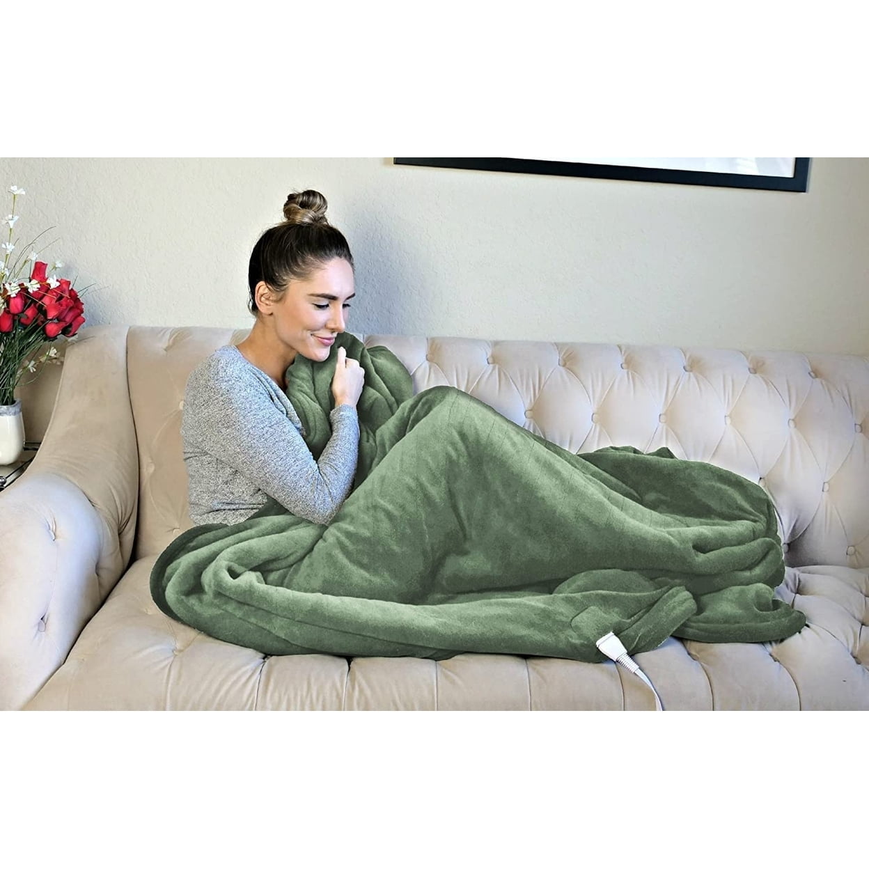 Biddeford heated velour sherpa blanket sale