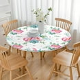 thumbnail image 3 of Round Fitted Tablecloth with Elastic Edges Fits 36"-44" Round Tables Pioneer Colorful Floral Waterproof Table Cover Washable Indoor and Outdoor for Party Kitchen Dinner Banquet Patio Picnic, 3 of 7