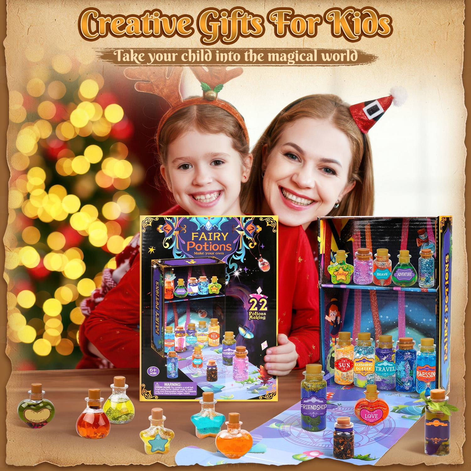 Huge Wave Fairy Magic Potion Kits for Girls, DIY Magic Mix Potion Making Kit, 22 Bottles Craft Creative Toy for Kids Aged 6-12 Christmas Birthday Gifts
