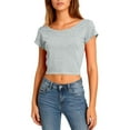 thumbnail image 5 of Open Back Crop Tops Women Short Sleeve Crew Neck T-Shirts Summer Casual Tee Going Out Blouses Plain Tshirts (XL, Gray), 5 of 8